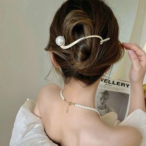 Metal Pearl Hair Clips Hairpins Frog Buckle Ponytail Clip Barrettes Hairgrips